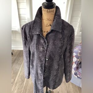 Briggs New York Gray Snake-Print Button Front Jacket